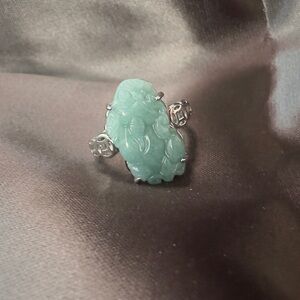 Burmese jadeite Pixiu Good Luck Ring